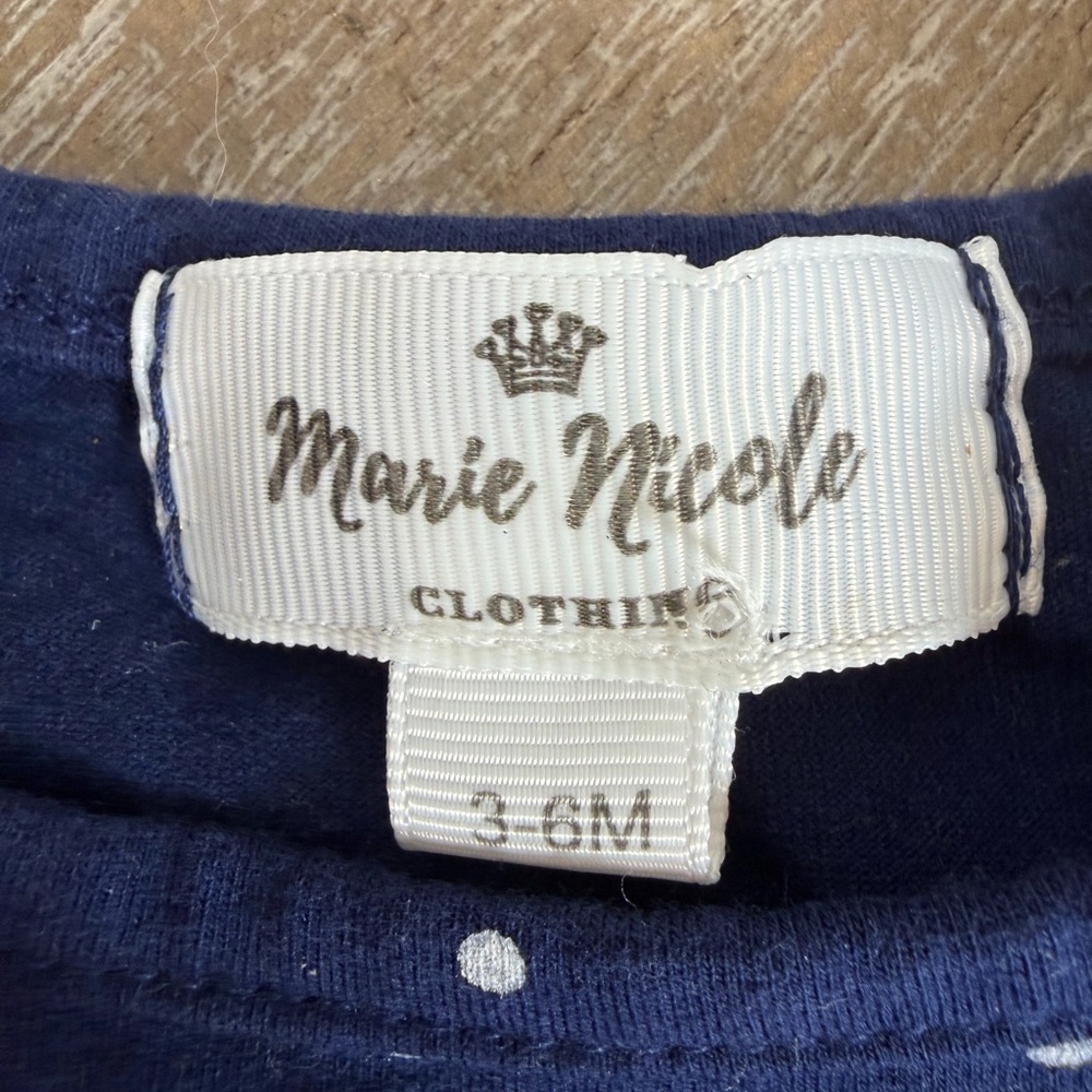 Marie Nicole Baby Navy Polka Dot Tractor One Piece - Picture 3 of 4